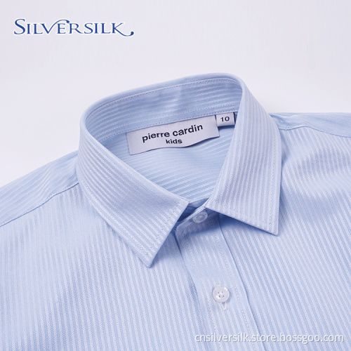 Classic cotton stripe boys casual button down shirt